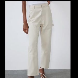 Zara Ecru Cargo Pants NWT Size 14